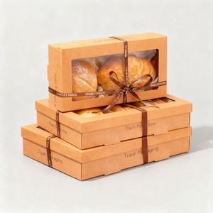 Commercio all'ingrosso pane <span class=keywords><strong>Baguette</strong></span> Toast scatola di imballaggio alimentare Base Kraft e coperchio scatola di carta da asporto scatola per feste da asporto - Product Image 4