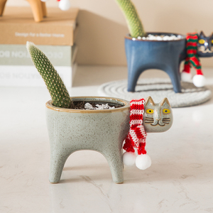 Maceta coleccionable <span class=keywords><strong>con</strong></span> drenaje para <span class=keywords><strong>suculentas</strong></span>, maceta de jardín de cerámica para gatos, maceta de Cactus - Product Image 6