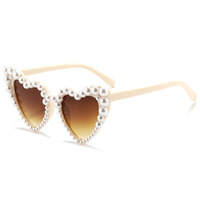 FF4186 mode femmes filles lunettes de soleil oeil de chat plage fête amour en forme de lunettes de soleil lunettes perle en forme de coeur lunettes de soleil