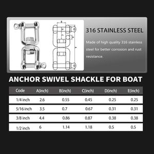 Đánh bóng 316 Marine lớp thép không gỉ xoay thuyền Neo Chuỗi nối đôi còng Hàm Hàm Hàm 1/4 5/16 3/8 1/2 inch kích cỡ - Product Image 5