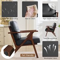 Fauteuil d'appoint de bureau moderne en chêne, style Mid-Century, avec accoudoirs, pieds coniques, rembourrage en mousse, pour salon, salle d'attente, mobilier de maison