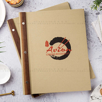 Menu en bois contreplaqué personnalisé de haute qualité avec bordure métallique solide pour restaurant et bar, et ce clip simple en bois pour menu de boissons.
