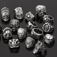Bague Cœur Squelette Crâne Vintage en Acier Inoxydable, Moulage 3D Personnalisé, Style Punk Motard pour Hommes, Vente en Gros