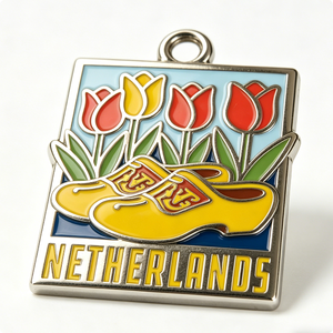 Netherlands Tulip and <b>Clogs</b> Metal Pin Souvenir Charm Rectangle Hard Enamel Zinc Alloy Gold Plated - Product Image 3