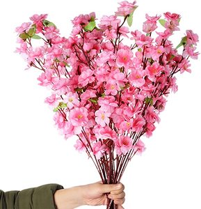 Artificial Cherry Blossom Branches Silk <strong>Spring</strong> Peach Blossom <strong>Flowers</strong> Arrangements for Home <strong>Wedding</strong> Decoration - Product Image 1