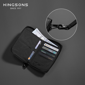 Kingsons Vertical Passport Holder Black Zipper Wallet Multi Card Storage Document Case Business Travel Use - Product Image 1