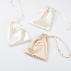 Personalized Single <b>String</b> Silk Satin Jewelry Bag Luxury Drawstring Gift Silk Dust Cosmetic Packaging Bag - Product Image 3