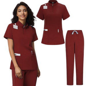 Uniforme médical femmes 2 poches CVC hôpital infirmière gommage hauts pantalons femmes uniformes ensembles de gommage médical unisexe élasticité tissu - Product Image 6