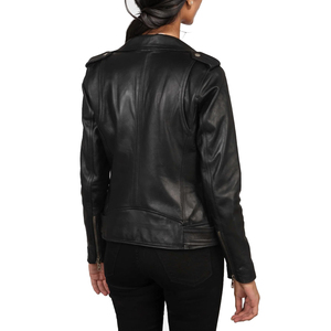 Veste en cuir véritable pour femme, style mode, vêtement d'extérieur, veste en cuir noir véritable souple pour les voyages décontractés et le quotidien - Product Image 2