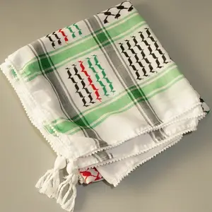 Lenço quadrado de algodão para homens, envoltório árabe de kaffiyeh para cabeça musculina