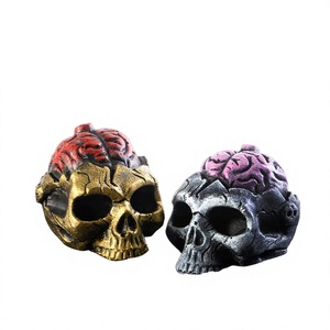 Silbato de Calavera Azteca de Resina con Diseño de Cerebro Abierto, Silbato de Guerra Fantasma Aterrador, Juguete Sonoro para Fiesta de Halloween - Product Image 1