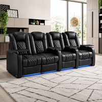 Ensemble de canapés inclinables zéro gravité 4 places en cuir respirant et durable, avec mousse à mémoire de forme, design moderne et pieds métalliques extensibles, pour salon
