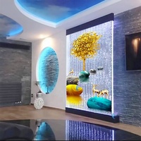 Panneau de séparation de pièce décoratif mobile contemporain moderne en acrylique découpé au laser, transparent, avec bulles d'eau et éclairage LED