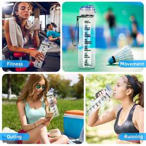 Logo personalizzato 32oz BPA gratis riutilizzabile Fitness brocca <span class=keywords><strong>di</strong></span> acqua fredda bevanda motivazionale in <span class=keywords><strong>plastica</strong></span> Sport borraccia per palestra da viaggio - Product Image 4