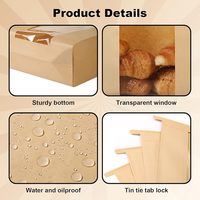 Sacs à pain en papier kraft avec fenêtre et étiquettes métalliques personnalisées pour le pain, les produits de boulangerie et les pains au levain