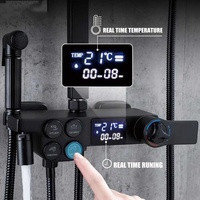 Ensemble de douche de salle de bain Deao noir mat à affichage numérique et mitigeur de douche en cuivre chaud et froid
