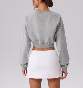 Veste à manches longues pour femme, sweat-shirt court boutonné, veste décontractée pour le fitness, la course à pied en plein air, cardigan pour le printemps, utilisation en extérieur et en salle de sport - Product Image 4
