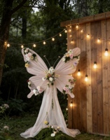 Décoration florale romantique avec papillon géant artificiel pour cérémonie de mariage, fête de mariage en plein air, accessoire de photographie