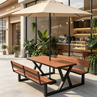 Table et chaises d'extérieur en acier galvanisé, meubles en bois et plastique résistants aux intempéries pour balcon ouvert, protection contre la pluie et le soleil