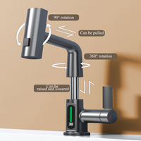 Robinet d'affichage numérique de levage extractible avec affichage de la température LED pour salle de bain