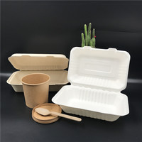 Récipient de restauration rapide multifonction écologique jetable bagasse emballage alimentaire boîte à emporter micro-ondes biodégradable