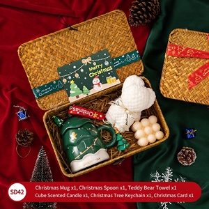 Coffret cadeau de Noël avec tasse en acier inoxydable et en céramique, bougie parfumée, guirlande lumineuse, porte-clés, carte, cadeau d'entreprise SD38 - Product Image 6