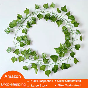 Guirlande de feuilles vertes artificielles en plastique de 2,1 m, résistante à l'eau, respectueuse de l'environnement, de haute qualité, pour décoration murale DIY à la maison - Product Image 2