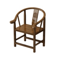 Chaise de thé de style chinois antique en chêne massif avec accoudoirs circulaires BTDC007 pour salon de thé ou salle à manger