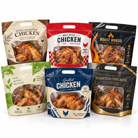 Sac d'emballage personnalisé pour poulet rôti avec poignée, fenêtre transparente et fermeture éclair pour plats chauds à emporter