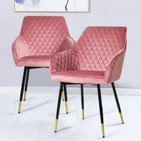 Chaise de salle à manger en velours Y1924 LIXIN avec dossier capitonné et pieds dorés – Modèle Barrel Salon High Five, disponible en bleu, rose et rouge