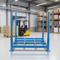 Étagère empilable en acier thermolaqué à quatre poteaux détachable, compatible chariot élévateur, pour stockage en entrepôt