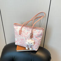 Tas Tote Kanvas Wanita Model Terbaru Kapasitas Besar dengan Liontin Awan Cantik, Bukaan Terbuka untuk Belanja