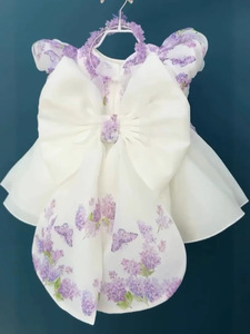 Neonato bambino bambino fiore di lavanda ragazze abito corto a sbuffo bambini <span class=keywords><strong>principessa</strong></span> abiti <span class=keywords><strong>da</strong></span> festa abiti per bambina - Product Image 6