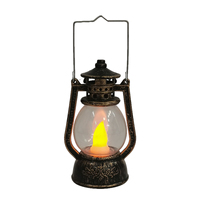 Lanterne Vintage Couleur Cuivre Antique Lampe Cheval LED Lumière Portable en Plastique Veilleuse Décoration Maison Camping Fête Vacances