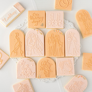 Nuovo matrimonio sposa <span class=keywords><strong>sposo</strong></span> abito <span class=keywords><strong>da</strong></span> sposa anello di diamanti fondente glassa stampo per biscotti stampo per goffratura in acrilico taglierina per biscotti in plastica - Product Image 1