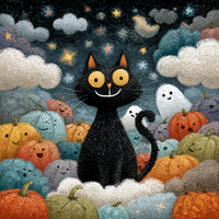 CHENISTORY Peinture par numéros DIY, cadeau d'Halloween, tableau sur numéros, chat noir, peinture acrylique par numéros pour adultes, cadeau DIY