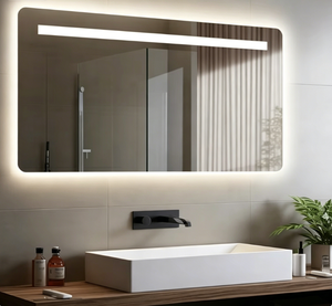 Miroir de salle de bain à interrupteur tactile en alliage d'aluminium, style européen tendance 2025, éclairage LED rectangulaire mural moderne - Product Image 1