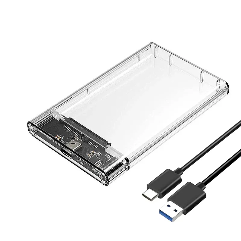 Hot sale Transparent SSD solid state machine 2.5 inch notebook SATA serial port USB 3.1Type C high speed mobile hard disk box