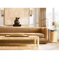 Canapé rembourré pour salon et restaurant, structure en U, courbes continues en tissu, longue banquette