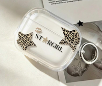 Étui pour écouteurs Leopard Star STARGIRL en TPU transparent peint aux UV, antichoc, avec porte-clés pour écouteurs sans fil R6