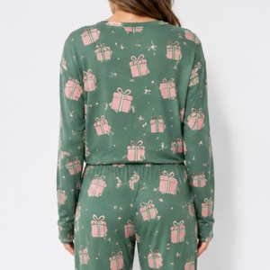 Pijamas de Navidad para Mujer al por Mayor, Conjunto de Dos Piezas Estampado, Ropa Casual Cálida y Cómoda para Descansar - Product Image 4