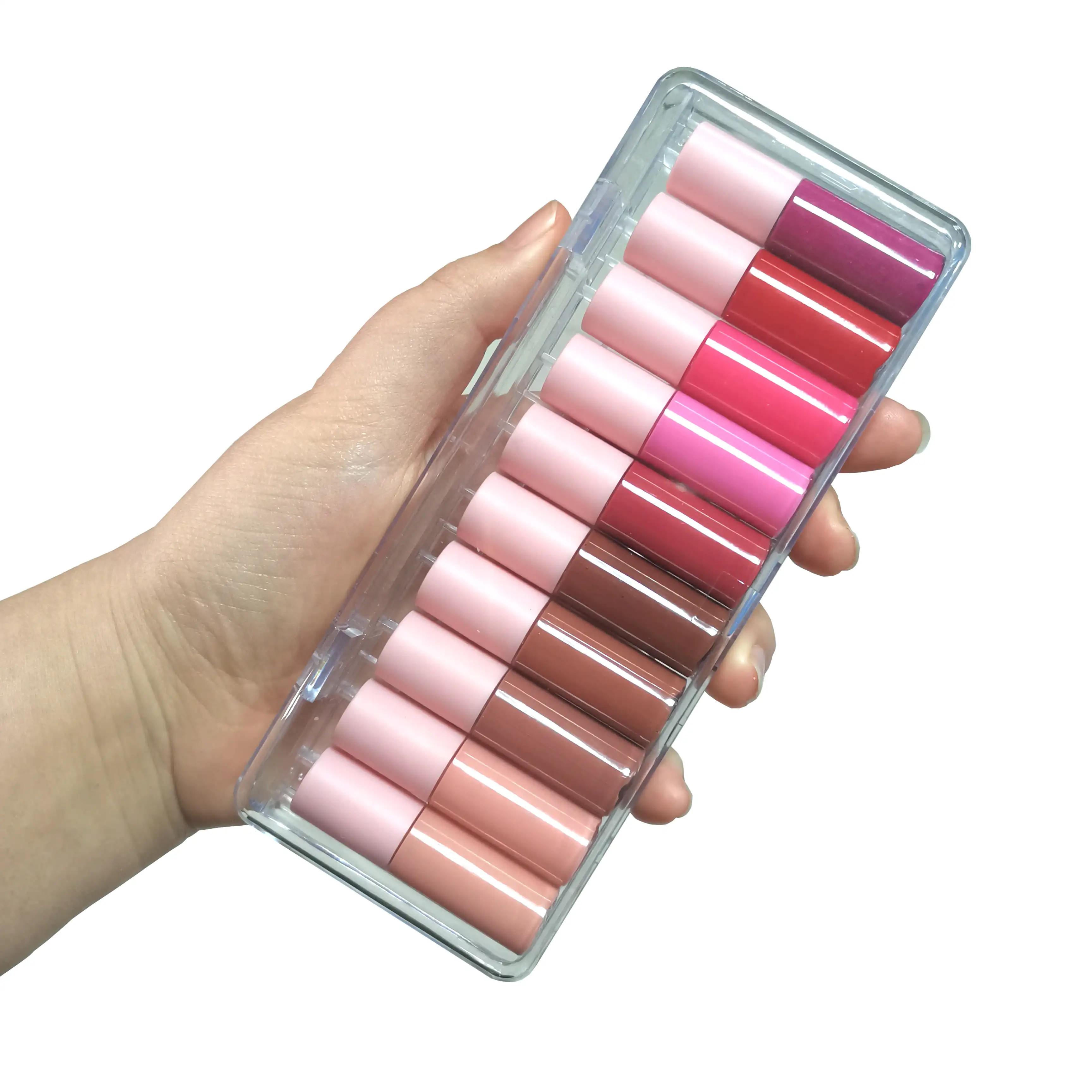개인 라벨 10pcs 미니 립 유약 매트 촉촉한 액체 립스틱 립글로스 세트 미니 가방 립글로스 100 색