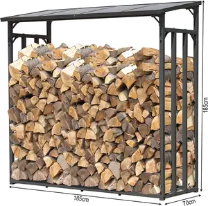 Nero grande legna da ardere all'aperto rack giardino casa grande camino blocco di legno Stand per legna da ardere Indoor outdoor