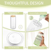 Verres en Verre Transparent Modernes de 12 oz, Pré-Percés pour Boules à Neige, avec Couvercles en Bambou, Pailles et Bouchons en Caoutchouc, pour Cadeaux DIY