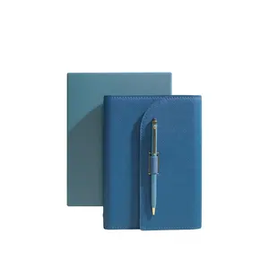 2024 hadiah untuk pria warna biru Notebook A5 Binder 6 cincin perencana cetak kustom dengan kotak