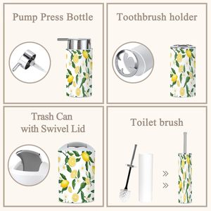 Conjunto de accesorios de baño de 6 piezas de flores Hortensia azul vintage, patrón floral sin costuras, decoración del hogar, accesorios de baño en stock - Product Image 5