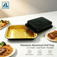 Contenants alimentaires jetables carrés en plastique PET/PP, résistants au four, avec couvercle en plastique, modèle YC184/480