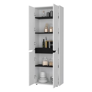 FM FURNITURE <span class=keywords><strong>Keyser</strong></span> Multistorage Küchenvorratsschrank mit 5 Regalen und 4 Türen, Weiß/Schwarz - Product Image 3