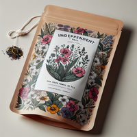 Sachets Doypack en PE Monocouche Personnalisés à Faible MOQ, Imprimés Numériquement, pour Thé Floral, Petites Séries, Sachets en Aluminium pour Marques de Thé Artisanal