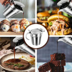 Distributeur de sauce isotherme double paroi en acier inoxydable avec couvercle articulé pour restaurant et usage domestique - Product Image 6